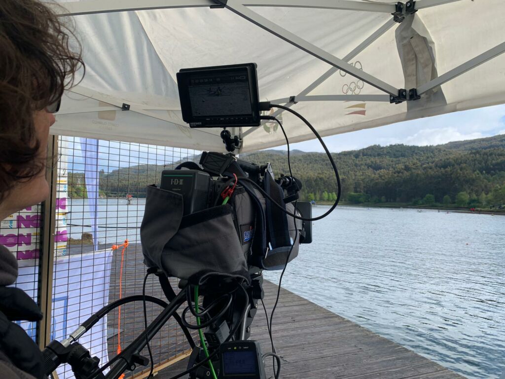 Cámaras de Sinopsis Media en retransmisión de piragüismo